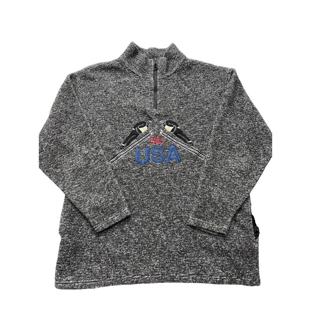 Vintage‎ Active Elements Ski USA Fleece Mens L 1/4 Zip Mock Neck 90s